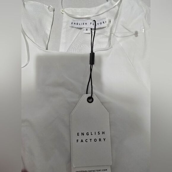 English Factory Short Balloon Sleeve Mini Dress In White Size Small - Picture 7 of 13